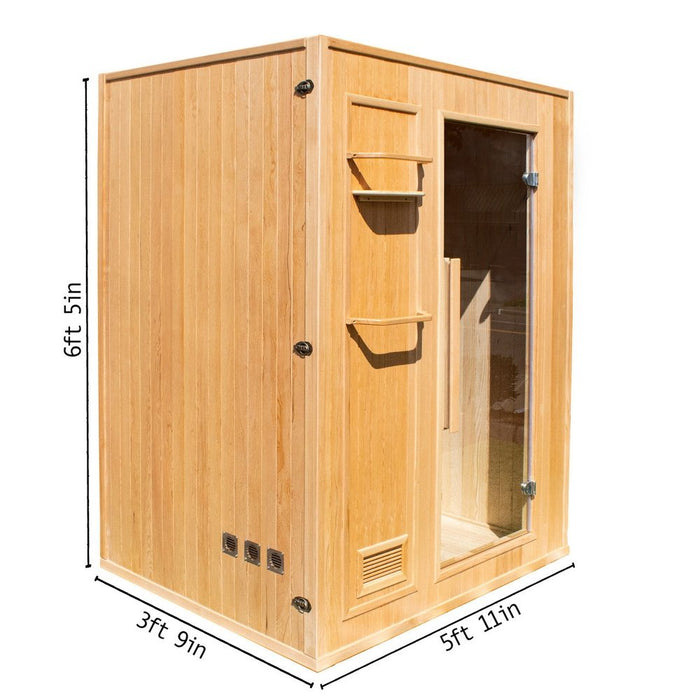 Aleko Canadian Hemlock Indoor Wet Dry Sauna - 3 kW ETL Certified Heater - 3 Person-1618925963