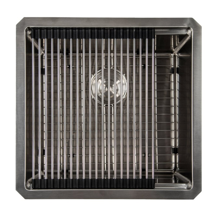 Nantucket Sinks 19 Inch 16 Gauge Stainless Steel Workstation - Includes Bottom Grid, Cutting board and roll up mat.