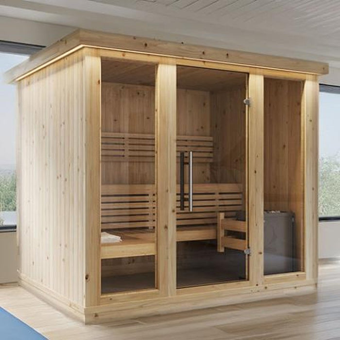 SaunaLife Model X7 Indoor 6-Person Home Sauna w/ Nordic Spruce