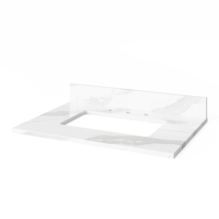 Jeffrey Alexander 30" White Chatham Vanity, Calacatta Vienna Quartz Vanity Top, undermount rectangle bowl