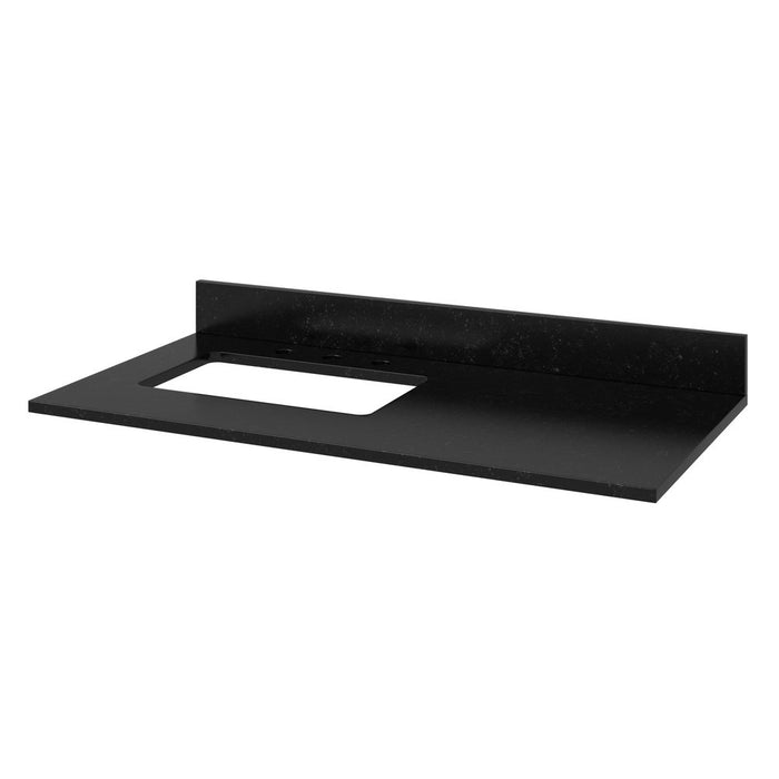 Jeffrey Alexander 42" Black Katara Vanity, left offset, Black Granite Vanity Top, undermount rectangle bowl