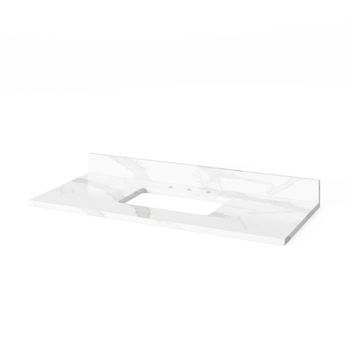 Jeffrey Alexander 48" White Wavecrest Vanity, Calacatta Vienna Quartz Vanity Top, undermount rectangle bowl