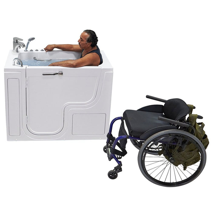 Ella's Bubbles Wheelchair Transfer 30"x52" Acrylic Air and Hydro Massage Walk-In Bathtub with Right Outward Swing Door, 2 Piece Fast Fill Faucet, 2" Dual Drain