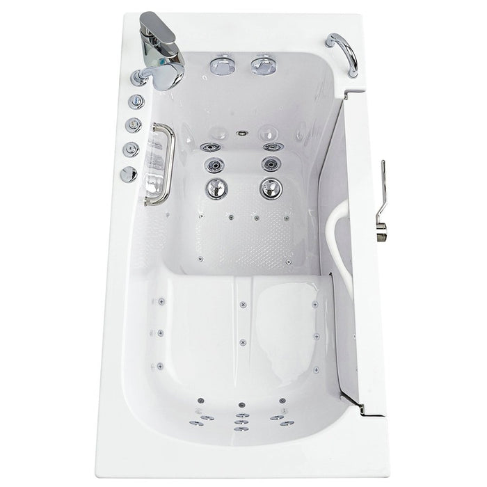 Ella's Bubbles Wheelchair Transfer 30"x52" Acrylic Air and Hydro Massage Walk-In Bathtub with Right Outward Swing Door, 2 Piece Fast Fill Faucet, 2" Dual Drain