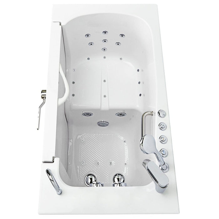Ella's Bubbles Wheelchair Transfer 30"x52" Acrylic Air and Hydro Massage Walk-In Bathtub with Right Outward Swing Door, 2 Piece Fast Fill Faucet, 2" Dual Drain