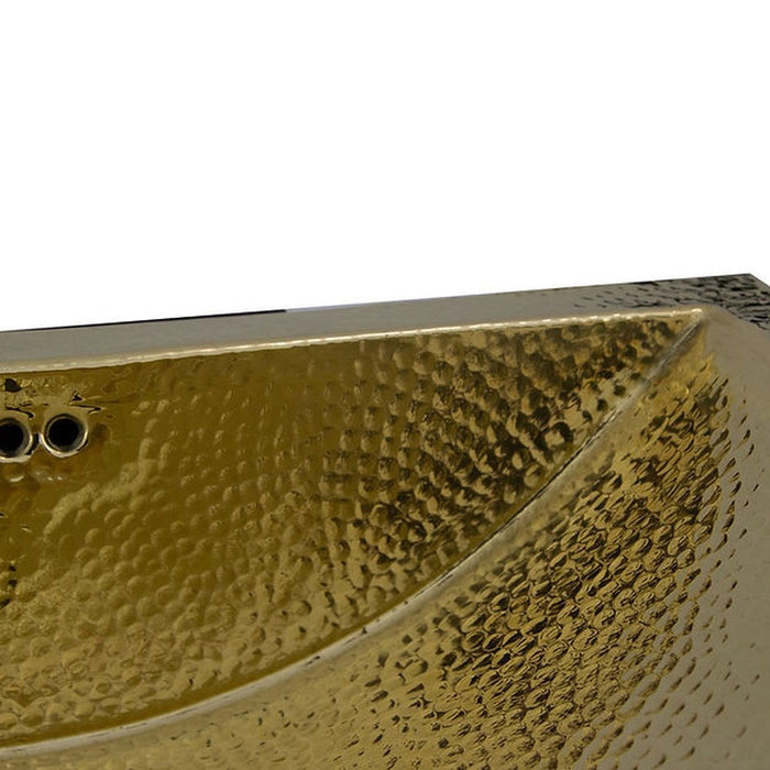 Brightwork Home Nantucket Sinks TRB2416-OF - 23.5 Inch X 15.5 Inch Hand Hammered Brass Rectangle Undermount Bathroom Sink with Overflow