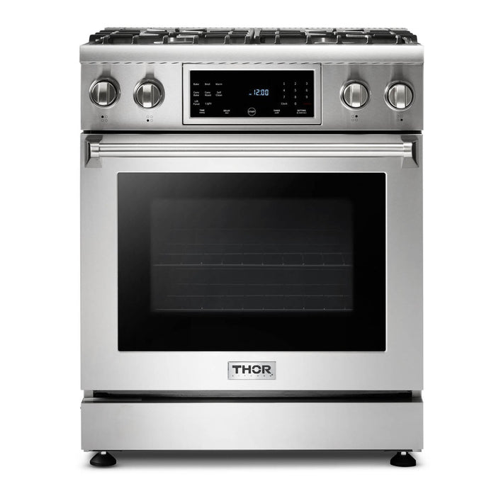 Thor Kitchen 30" Gas Range with 4.55 Cu. Ft. Self-Cleaning Oven and Tilt Panel in Stainless Steel (TRG3001)