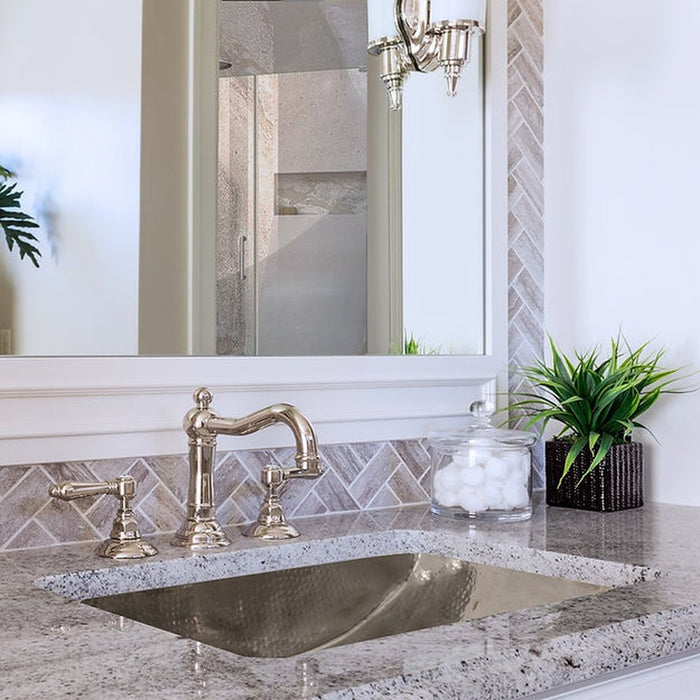 Brightwork Home Nantucket Sinks TRS2416 Hand Hammered Stainless Steel Rectangle Undermount Bathroom Sink