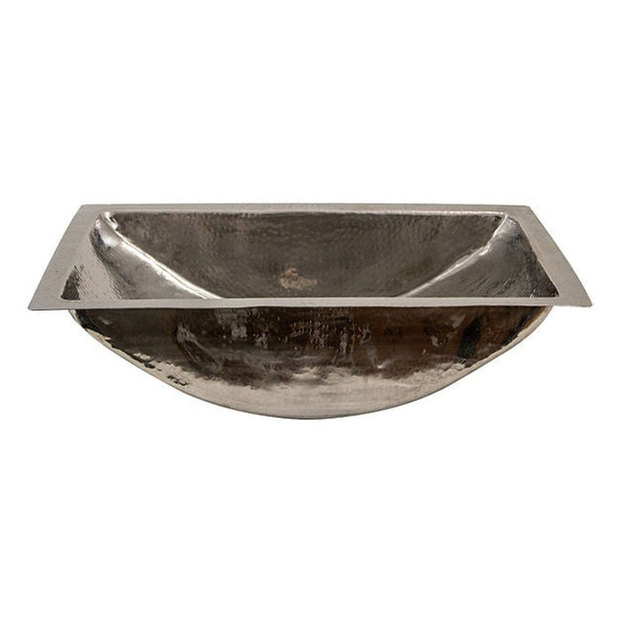 Brightwork Home Nantucket Sinks TRS2416 Hand Hammered Stainless Steel Rectangle Undermount Bathroom Sink