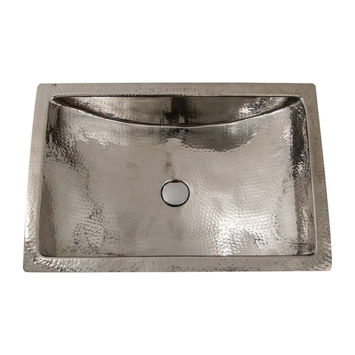 Brightwork Home Nantucket Sinks TRS2416 Hand Hammered Stainless Steel Rectangle Undermount Bathroom Sink