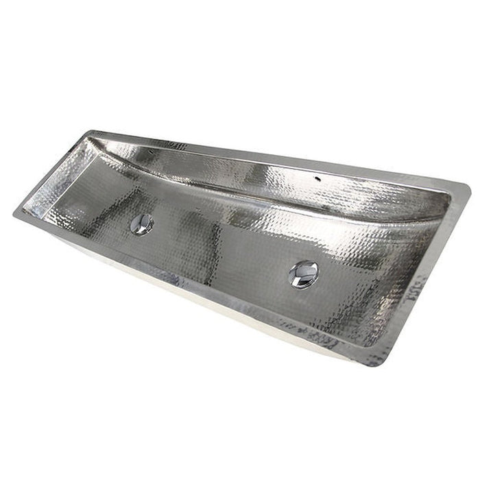 Brightwork Home Nantucket Sinks TRS48-OF Stainless Steel Double Trough Undermount Bathroom Sink with Overflow