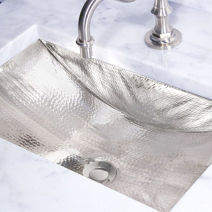 Brightwork Home Nantucket Sinks TRS Hand Hammered Stainless Steel Rectangle Undermount Bathroom Sink