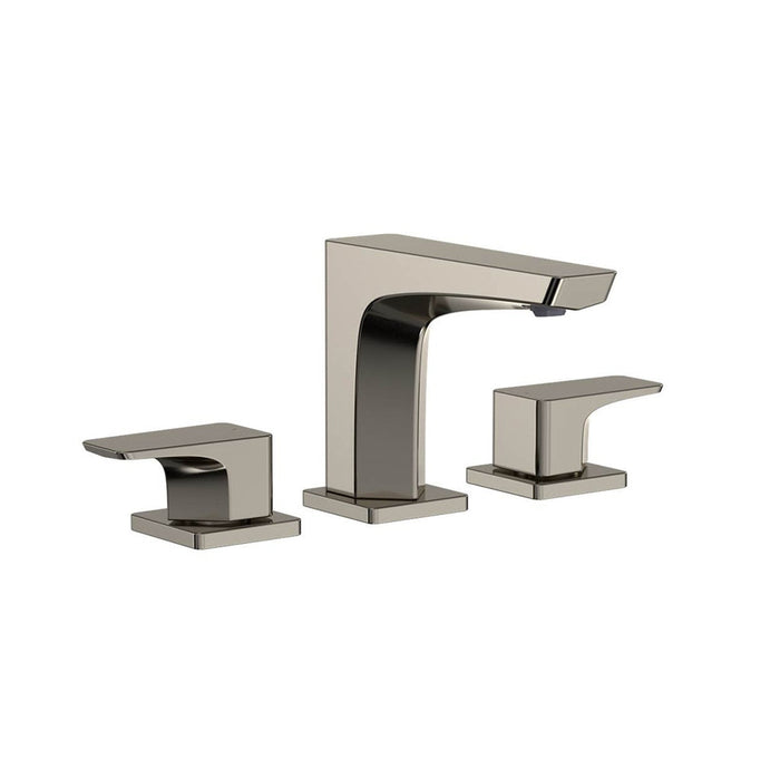 TOTO GE Two-Handle Widespread Bathroom Sink Faucet with Metal Pop-Up Drain and Taut V-Shaped Edge, 1.2 GPM, Three-Hole, Polished Nickel - TLG07201U#PN