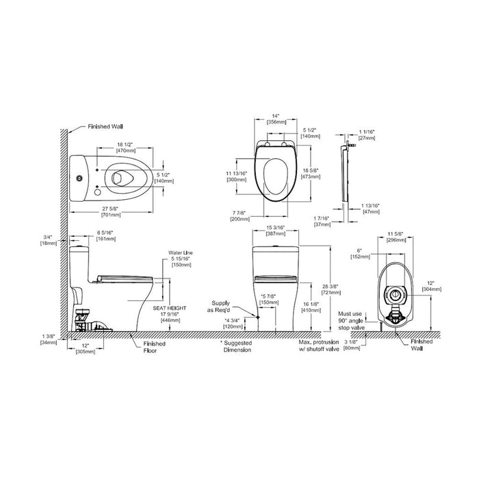 TOTO Aquia IV One-Piece 0.8 GPF & 1.28 GPF Dual-Flush Elongated Toilet With WASHLET+ Connection - Seat Included