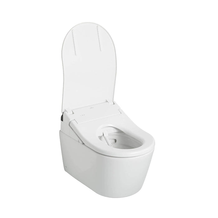 TOTO RP Wall-Hung D-Shape Toilet with RX Bidet Seat and DuoFit In-Wall 1.28 and 0.9 GPF Dual-Flush Tank System, Matte Silver CWT4474047CMFG#MS