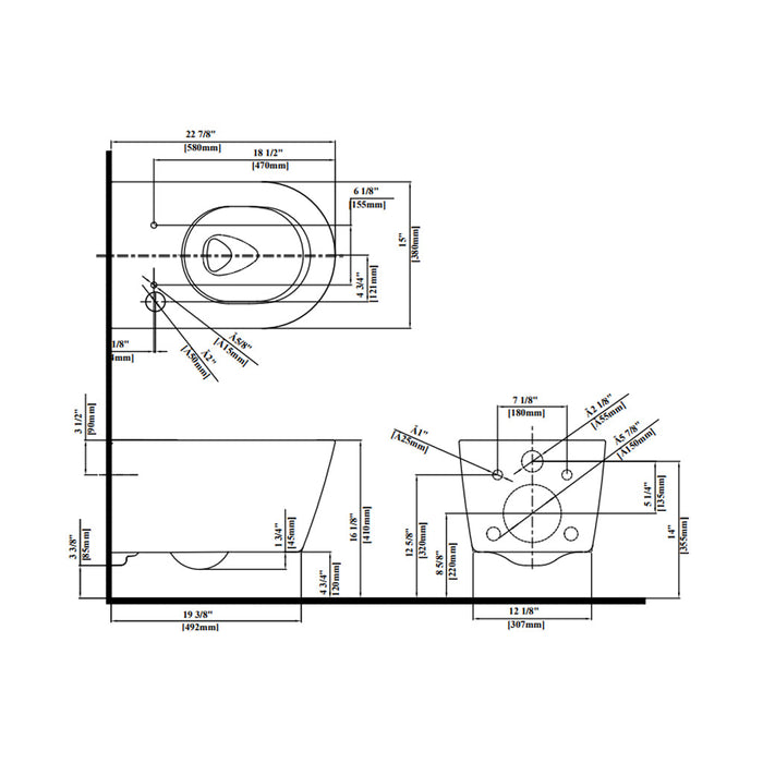 TOTO RP Wall-Hung D-Shape Toilet with RX Bidet Seat and DuoFit In-Wall 1.28 and 0.9 GPF Dual-Flush Tank System, Matte Silver CWT4474047CMFG#MS