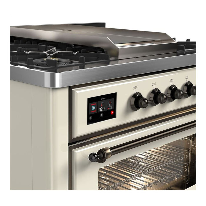 ILVE 36 Inch Majestic II Series Dual Fuel Natural Gas Range with 6 Burners and Griddle with 3.5 cu. ft. Oven Capacity TFT Oven Control Display (UM09FDNS3)