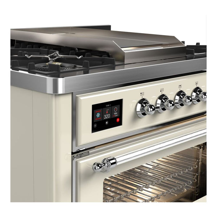 ILVE 36 Inch Majestic II Series Dual Fuel Natural Gas Range with 6 Burners and Griddle with 3.5 cu. ft. Oven Capacity TFT Oven Control Display (UM09FDNS3)