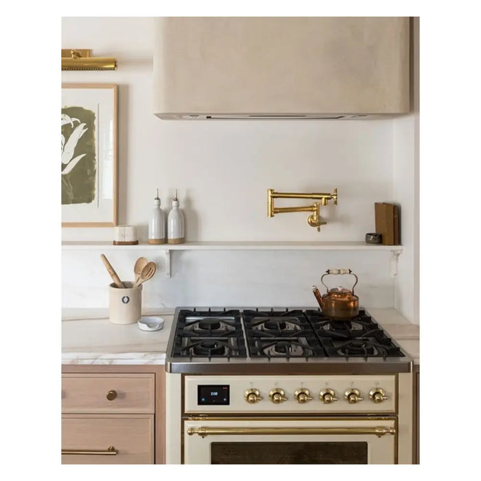 ILVE 36 Inch Majestic II Series Dual Fuel Natural Gas Range with 6 Burners and Griddle with 3.5 cu. ft. Oven Capacity TFT Oven Control Display (UM09FDNS3)