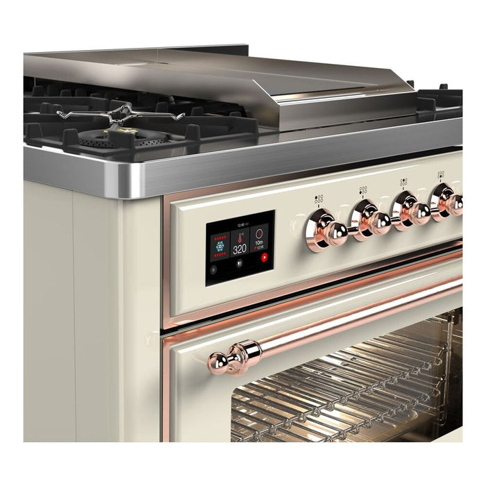 ILVE 36 Inch Majestic II Series Dual Fuel Natural Gas Range with 6 Burners and Griddle with 3.5 cu. ft. Oven Capacity TFT Oven Control Display (UM09FDNS3)