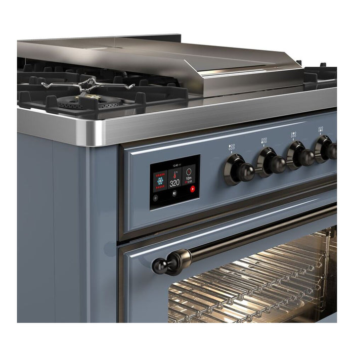 ILVE 36 Inch Majestic II Series Dual Fuel Natural Gas Range with 6 Burners and Griddle with 3.5 cu. ft. Oven Capacity TFT Oven Control Display (UM09FDNS3)