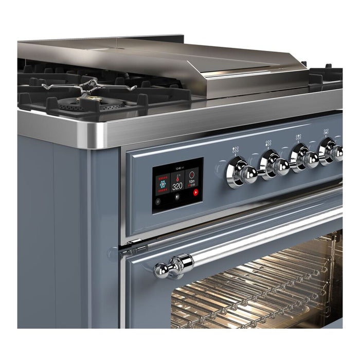 ILVE 36 Inch Majestic II Series Dual Fuel Natural Gas Range with 6 Burners and Griddle with 3.5 cu. ft. Oven Capacity TFT Oven Control Display (UM09FDNS3)