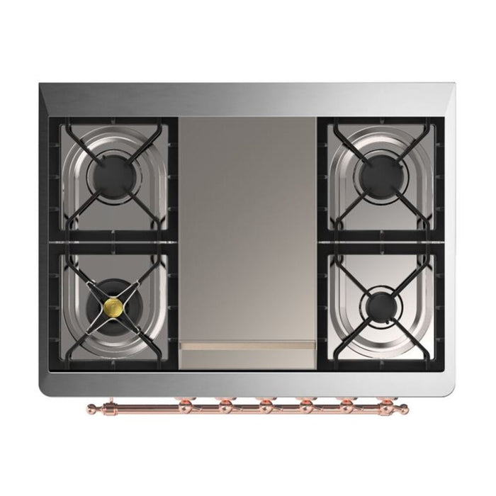 ILVE 36 Inch Majestic II Series Dual Fuel Natural Gas Range with 6 Burners and Griddle with 3.5 cu. ft. Oven Capacity TFT Oven Control Display (UM09FDNS3)