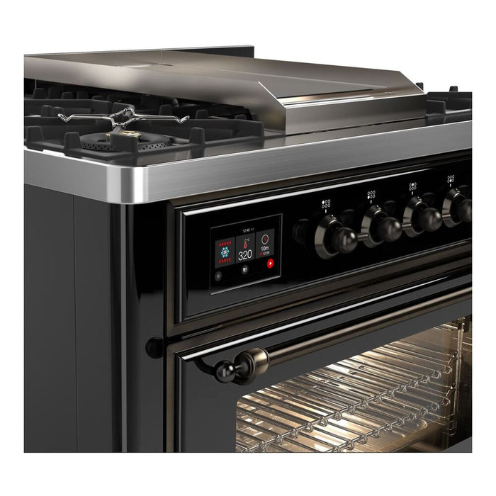 ILVE 36 Inch Majestic II Series Dual Fuel Natural Gas Range with 6 Burners and Griddle with 3.5 cu. ft. Oven Capacity TFT Oven Control Display (UM09FDNS3)