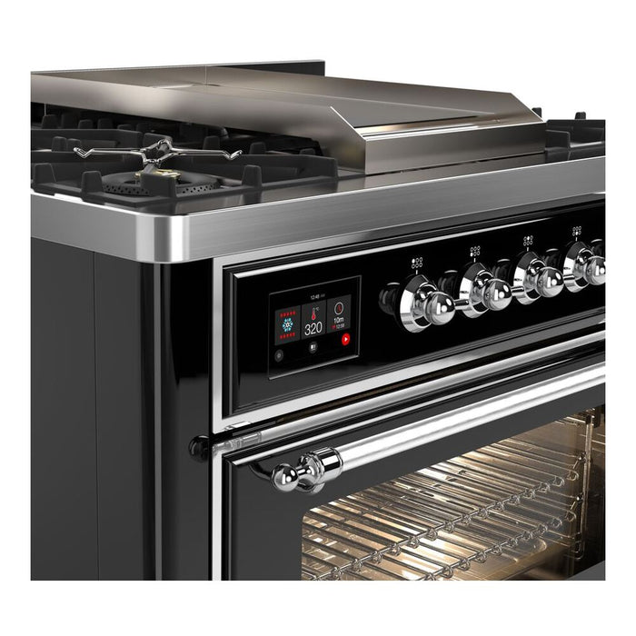 ILVE 36 Inch Majestic II Series Dual Fuel Natural Gas Range with 6 Burners and Griddle with 3.5 cu. ft. Oven Capacity TFT Oven Control Display (UM09FDNS3)