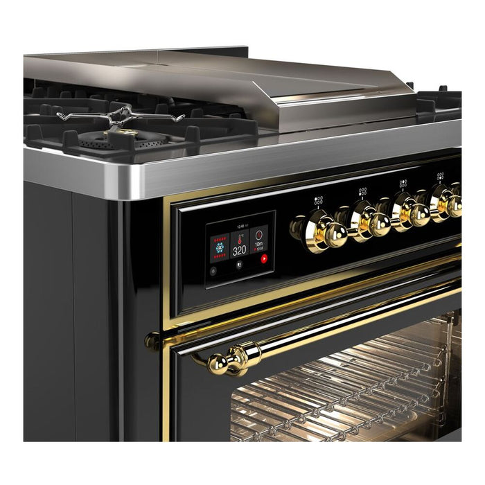 ILVE 36 Inch Majestic II Series Dual Fuel Natural Gas Range with 6 Burners and Griddle with 3.5 cu. ft. Oven Capacity TFT Oven Control Display (UM09FDNS3)