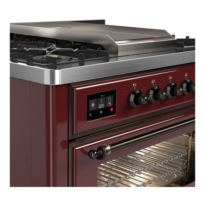 ILVE 36 Inch Majestic II Series Dual Fuel Natural Gas Range with 6 Burners and Griddle with 3.5 cu. ft. Oven Capacity TFT Oven Control Display (UM09FDNS3)