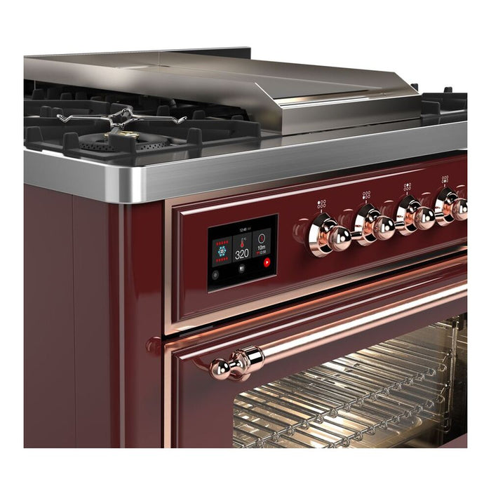 ILVE 36 Inch Majestic II Series Dual Fuel Natural Gas Range with 6 Burners and Griddle with 3.5 cu. ft. Oven Capacity TFT Oven Control Display (UM09FDNS3)