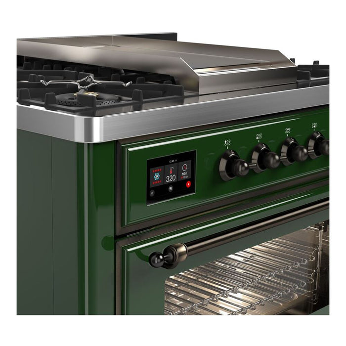 ILVE 36 Inch Majestic II Series Dual Fuel Natural Gas Range with 6 Burners and Griddle with 3.5 cu. ft. Oven Capacity TFT Oven Control Display (UM09FDNS3)