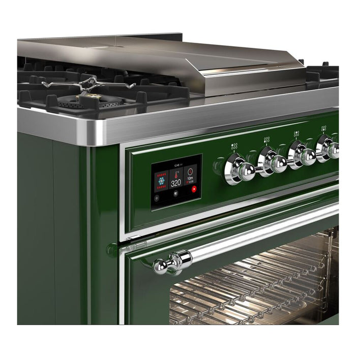 ILVE 36 Inch Majestic II Series Dual Fuel Natural Gas Range with 6 Burners and Griddle with 3.5 cu. ft. Oven Capacity TFT Oven Control Display (UM09FDNS3)