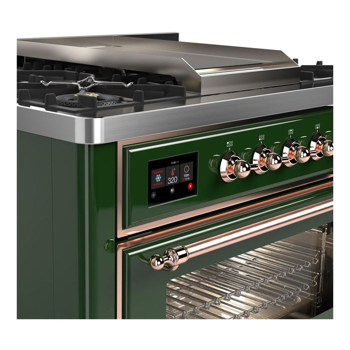 ILVE 36 Inch Majestic II Series Dual Fuel Natural Gas Range with 6 Burners and Griddle with 3.5 cu. ft. Oven Capacity TFT Oven Control Display (UM09FDNS3)