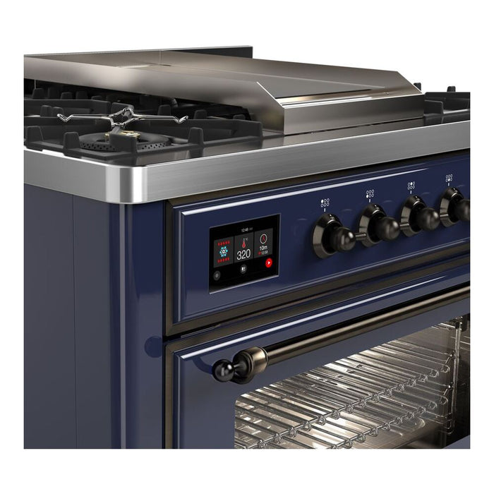 ILVE 36 Inch Majestic II Series Dual Fuel Natural Gas Range with 6 Burners and Griddle with 3.5 cu. ft. Oven Capacity TFT Oven Control Display (UM09FDNS3)