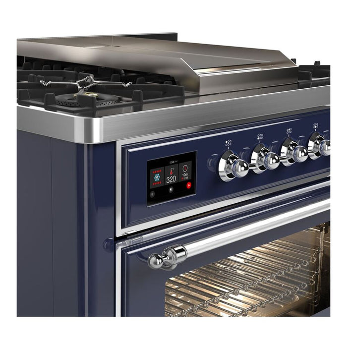 ILVE 36 Inch Majestic II Series Dual Fuel Natural Gas Range with 6 Burners and Griddle with 3.5 cu. ft. Oven Capacity TFT Oven Control Display (UM09FDNS3)