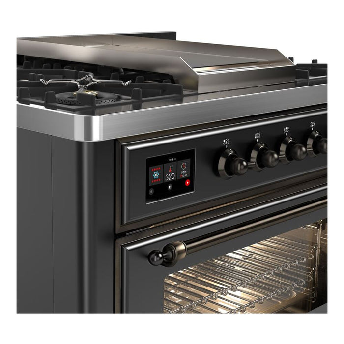 ILVE 36 Inch Majestic II Series Dual Fuel Natural Gas Range with 6 Burners and Griddle with 3.5 cu. ft. Oven Capacity TFT Oven Control Display (UM09FDNS3)