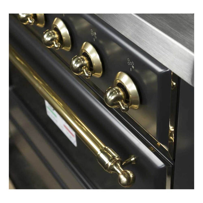 ILVE 36 Inch Majestic II Series Dual Fuel Natural Gas Range with 6 Burners and Griddle with 3.5 cu. ft. Oven Capacity TFT Oven Control Display (UM09FDNS3)