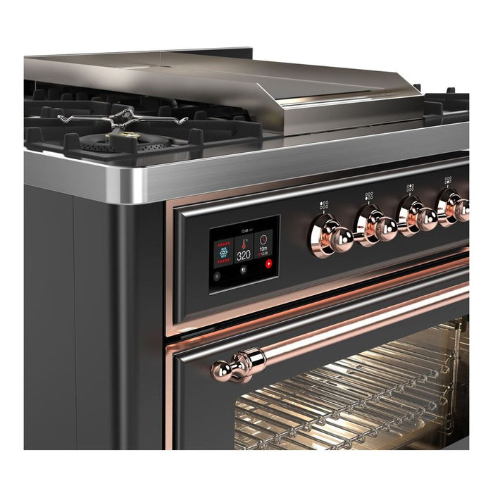 ILVE 36 Inch Majestic II Series Dual Fuel Natural Gas Range with 6 Burners and Griddle with 3.5 cu. ft. Oven Capacity TFT Oven Control Display (UM09FDNS3)