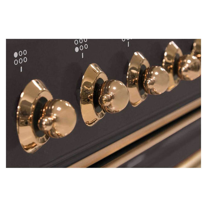 ILVE 36 Inch Majestic II Series Dual Fuel Natural Gas Range with 6 Burners and Griddle with 3.5 cu. ft. Oven Capacity TFT Oven Control Display (UM09FDNS3)