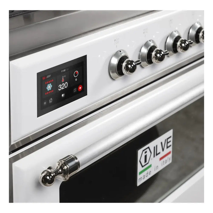 ILVE 36 Inch Majestic II Series Dual Fuel Natural Gas Range with 6 Burners and Griddle with 3.5 cu. ft. Oven Capacity TFT Oven Control Display (UM09FDNS3)