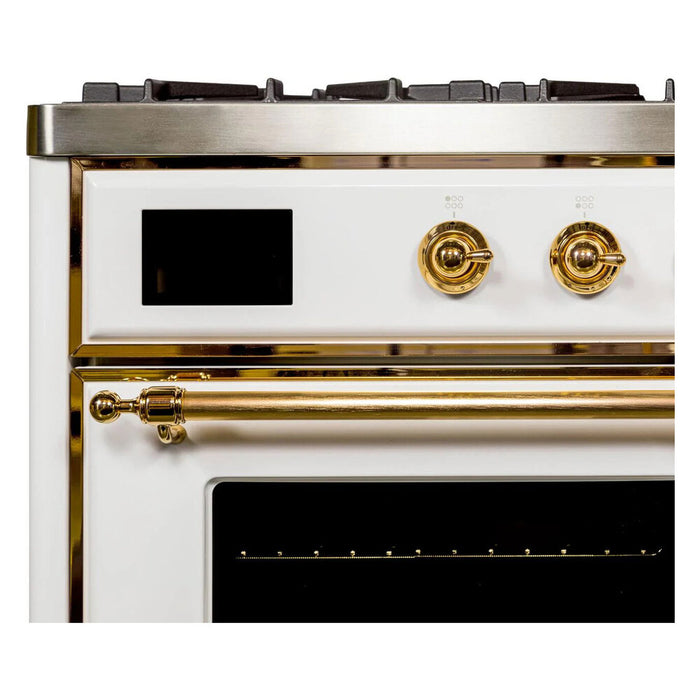 ILVE 36 Inch Majestic II Series Dual Fuel Natural Gas Range with 6 Burners and Griddle with 3.5 cu. ft. Oven Capacity TFT Oven Control Display (UM09FDNS3)