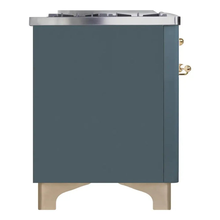 ILVE 48 Inch Majestic II Dual Fuel Range with 8 Sealed Burners, Triple Glass Cool Door, Convection Oven (UM12FDNS)