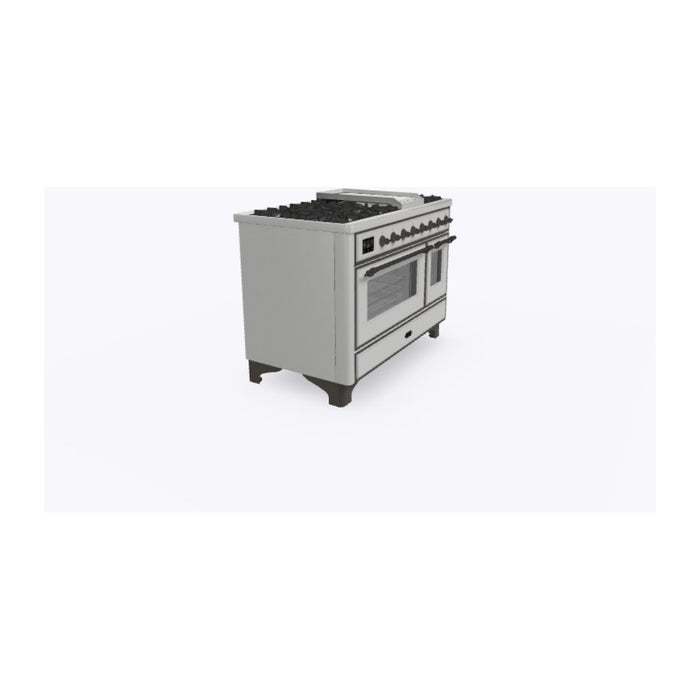 ILVE 48 Inch Majestic II Dual Fuel Range with 8 Sealed Burners, Triple Glass Cool Door, Convection Oven (UM12FDNS)