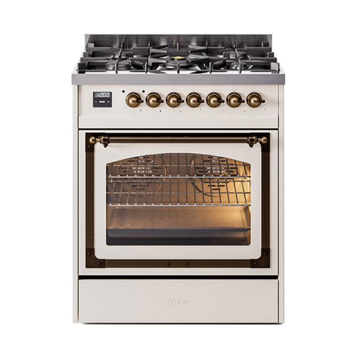 ILVE Nostalgie II Noblesse 30 inch Dual Fuel Range, Triple Glass Door- UN30NMP