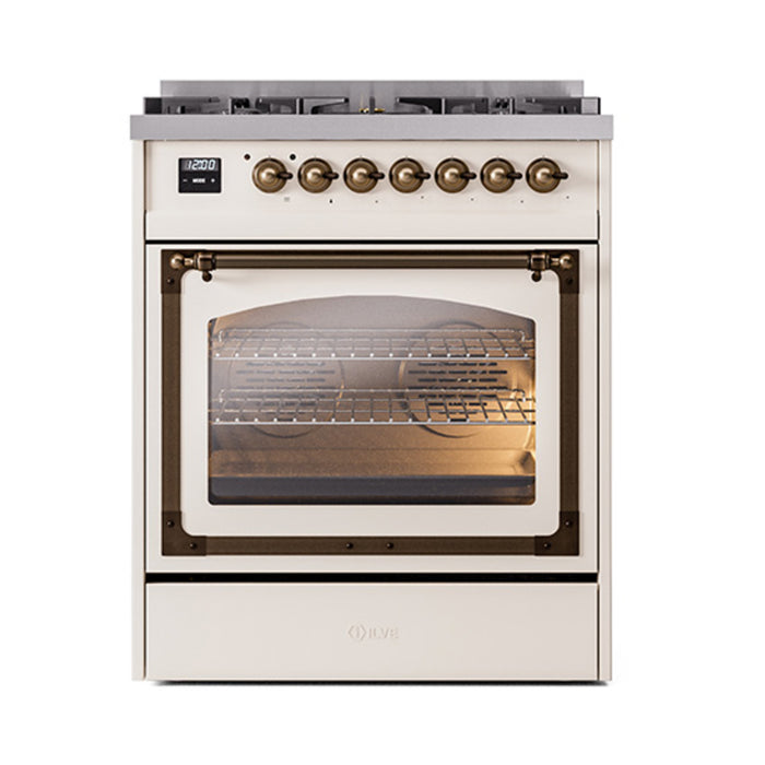 ILVE Nostalgie II Noblesse 30 inch Dual Fuel Range, Triple Glass Door- UN30NMP