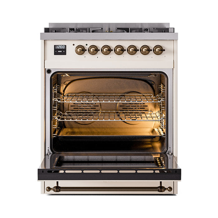 ILVE Nostalgie II Noblesse 30 inch Dual Fuel Range, Triple Glass Door- UN30NMP