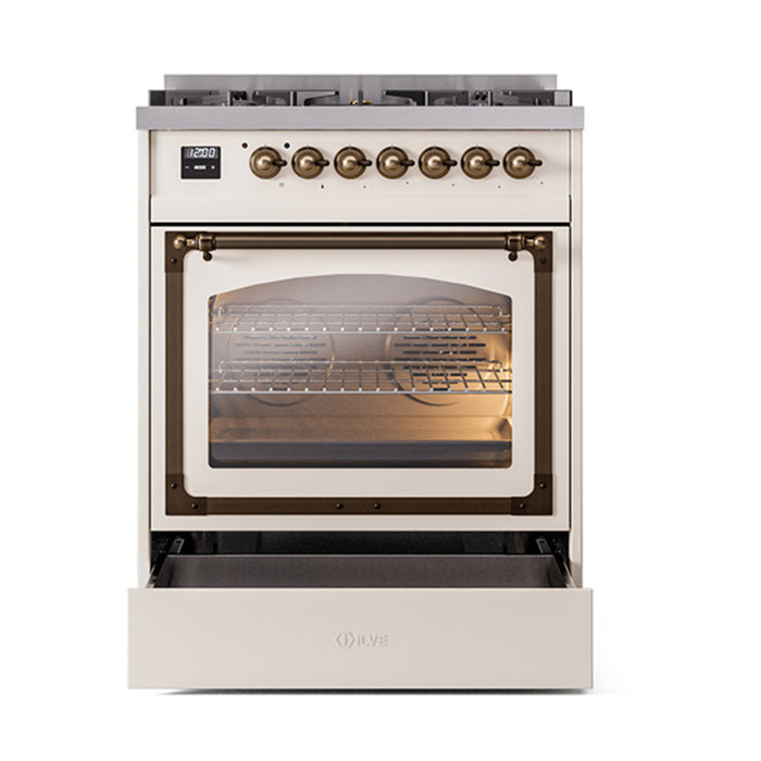 ILVE Nostalgie II Noblesse 30 inch Dual Fuel Range, Triple Glass Door- UN30NMP