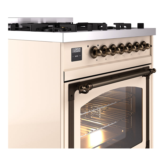 ILVE Nostalgie II Noblesse 30 inch Dual Fuel Range, Triple Glass Door- UN30NMP